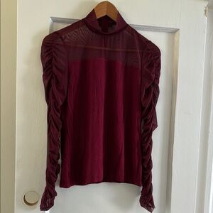 Vince Camuto Berry Ruched Puff Sleeve Blouse